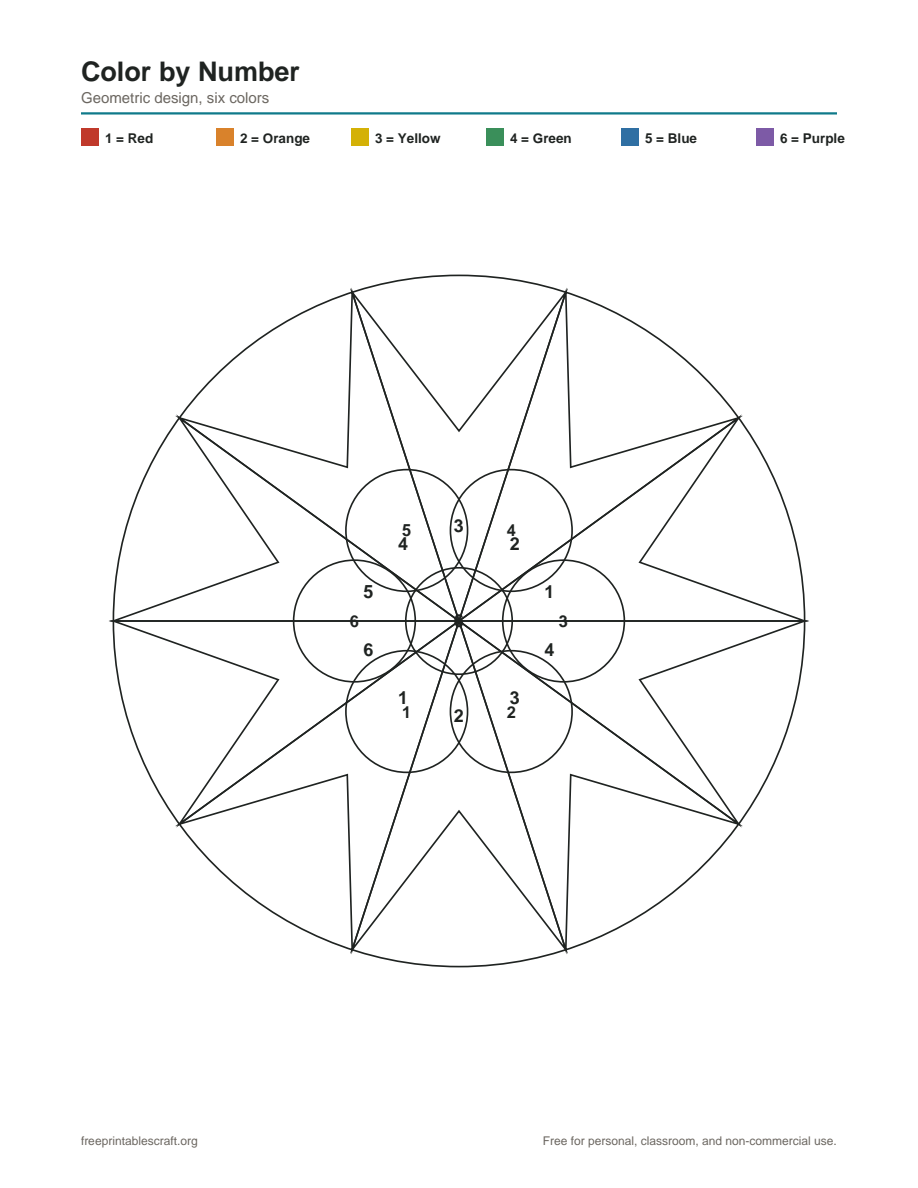 Preview of the color by number printable PDF