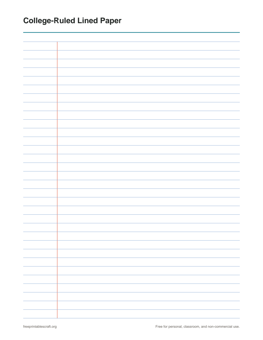 A sheet of college-ruled lined paper with blue horizontal rules and a red vertical left margin