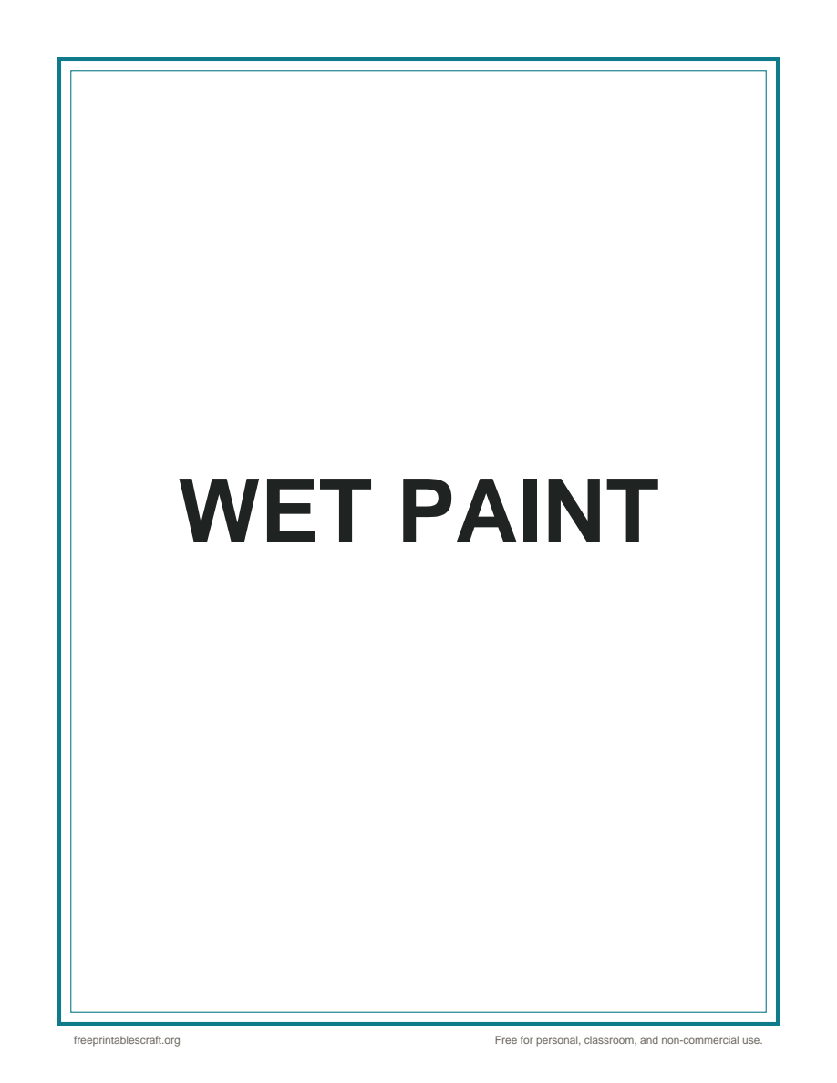 Preview of the wet paint sign printable PDF