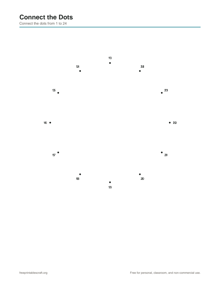 Preview of the connect the dots printable PDF