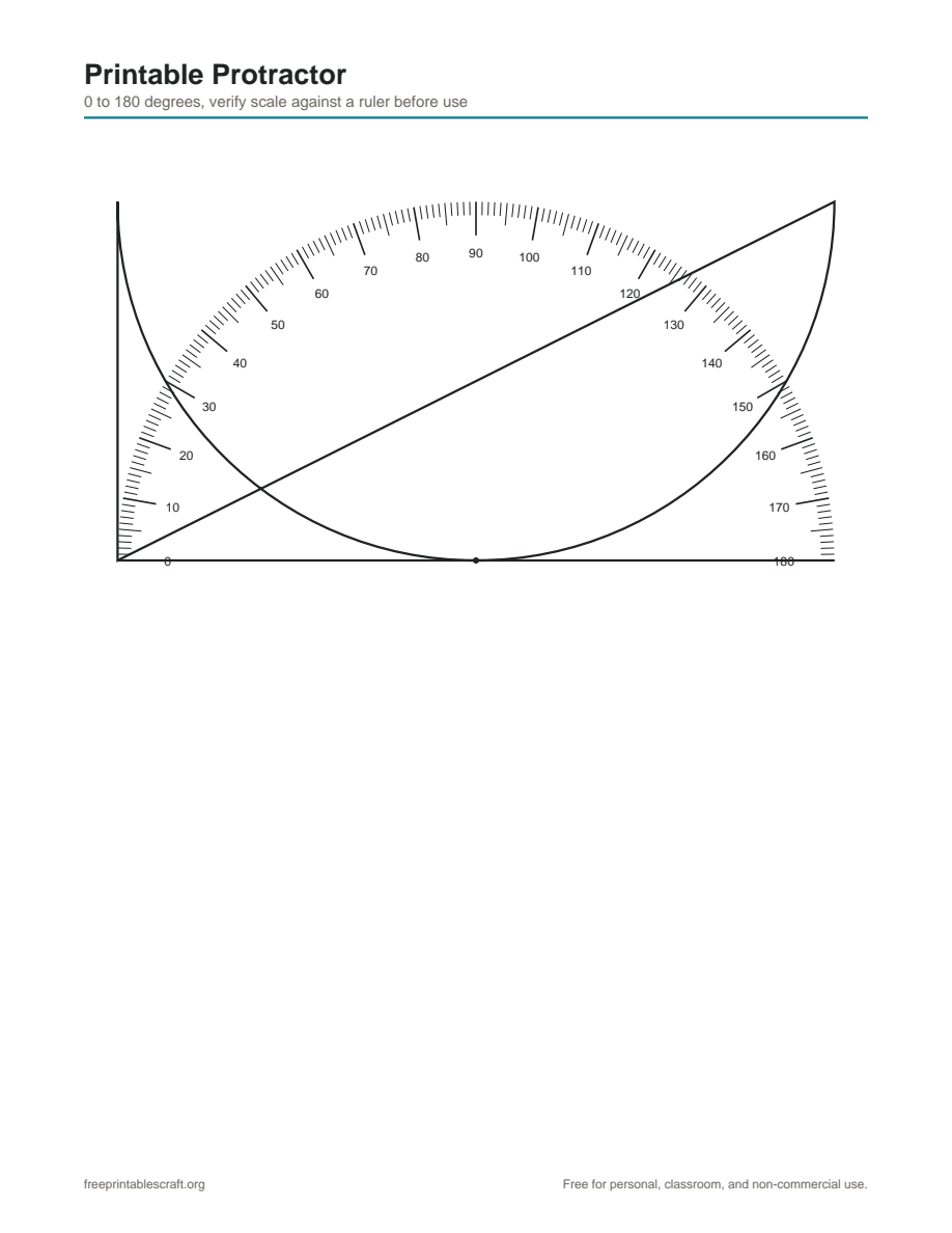 Preview of the protractor printable PDF