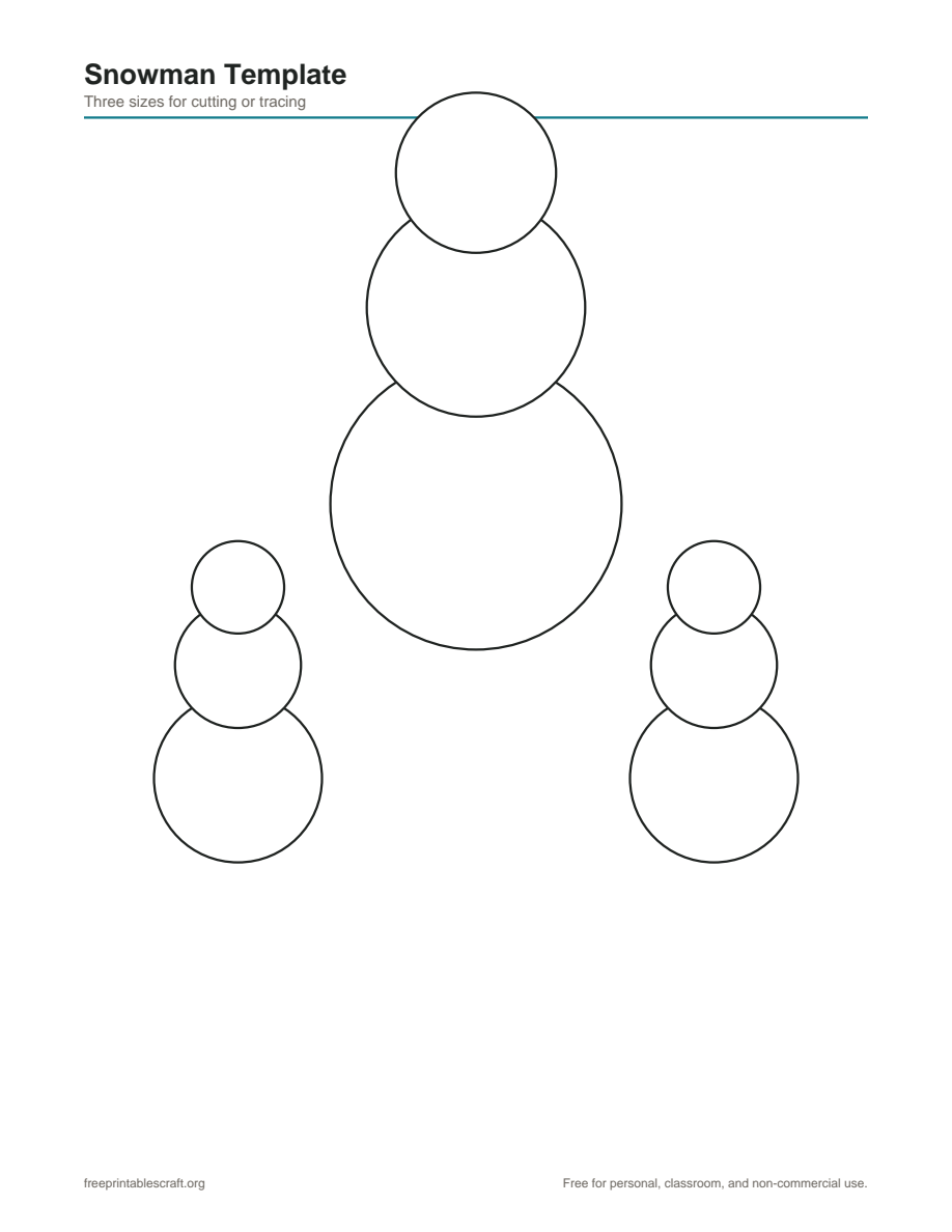 Preview of the snowman template printable PDF