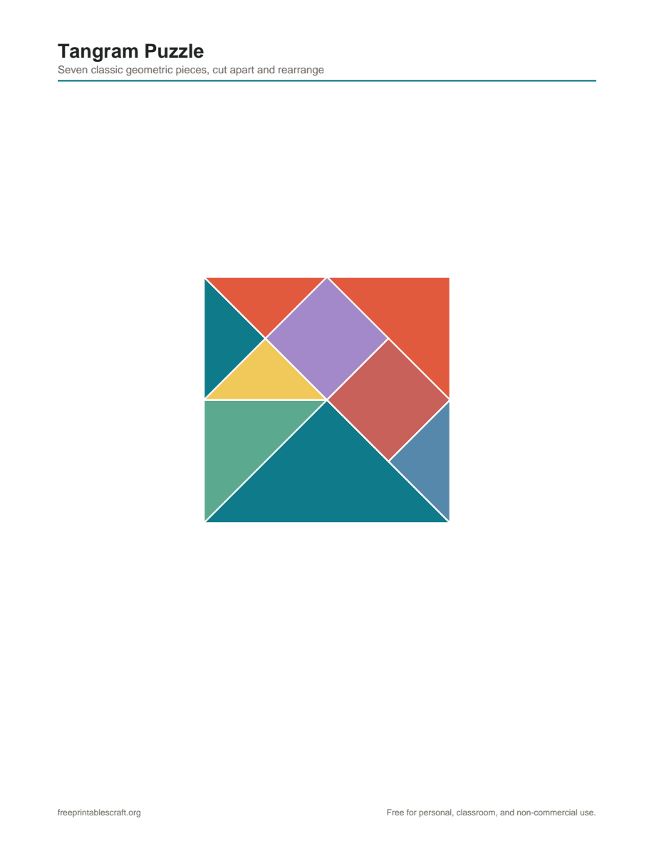 Preview of the tangram printable PDF