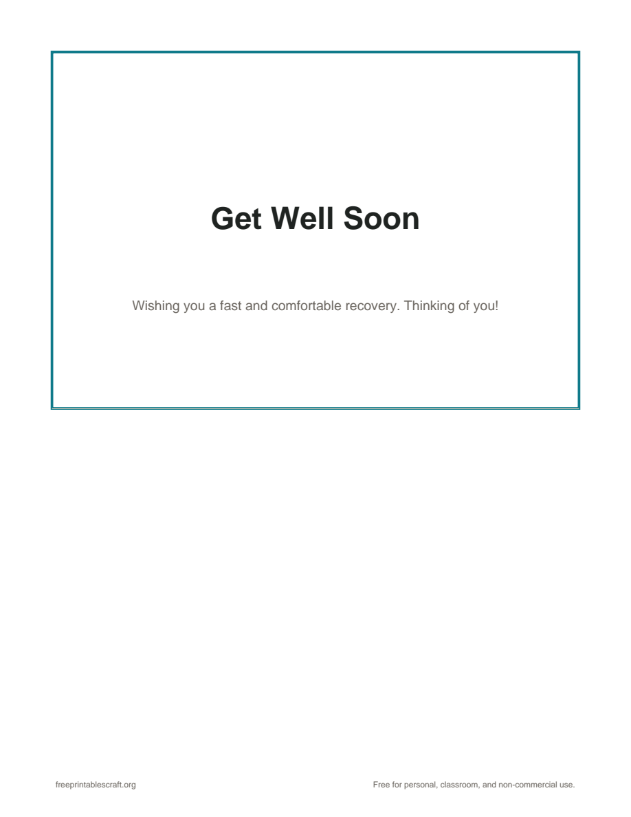 Preview of the get well card printable PDF