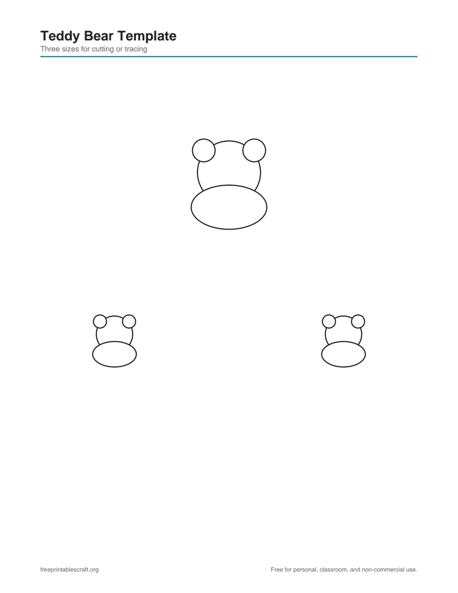 Preview of the teddy bear printable PDF