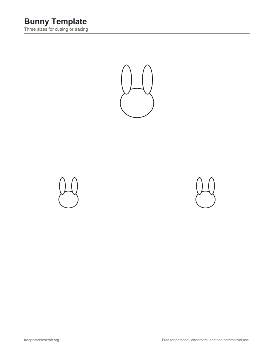 Preview of the bunny template printable PDF