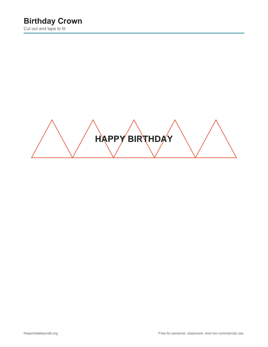 Preview of the birthday crown printable PDF