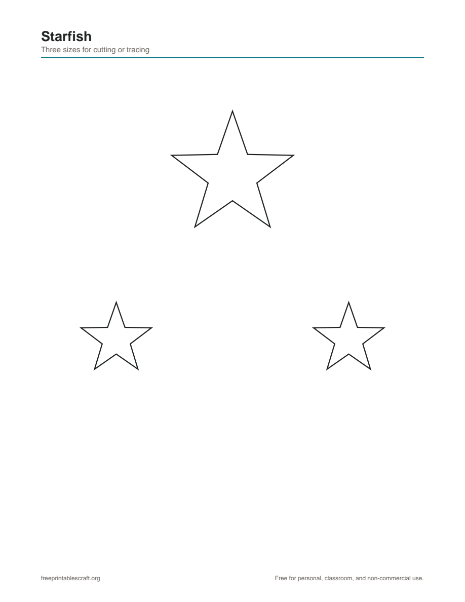 Preview of the starfish printable PDF