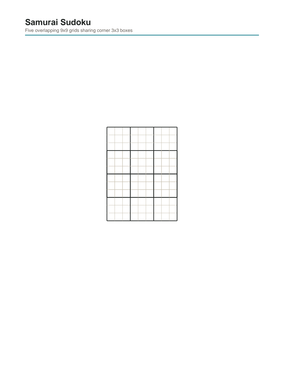 Preview of the samurai sudoku printable PDF