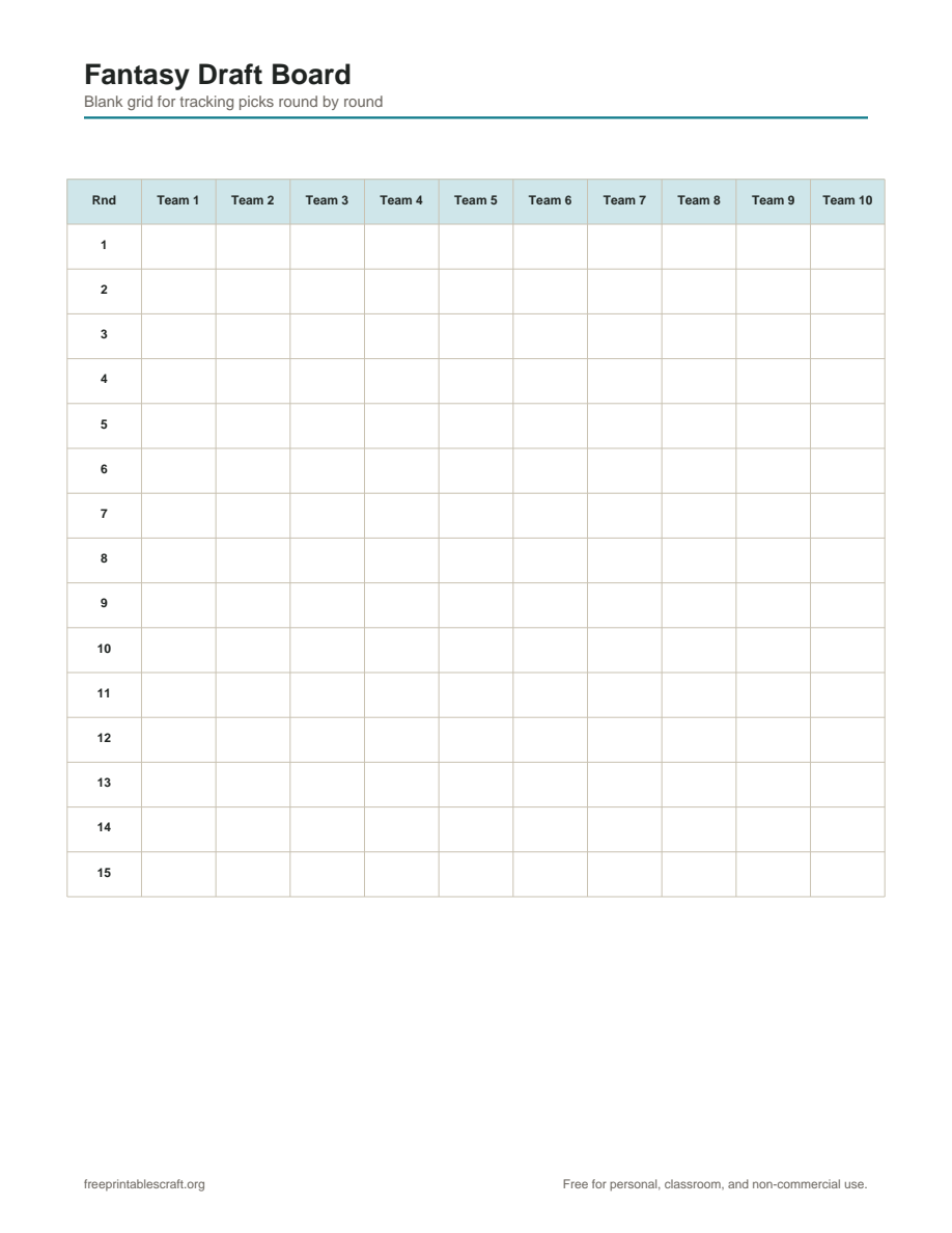 Preview of the fantasy football cheat sheet printable PDF
