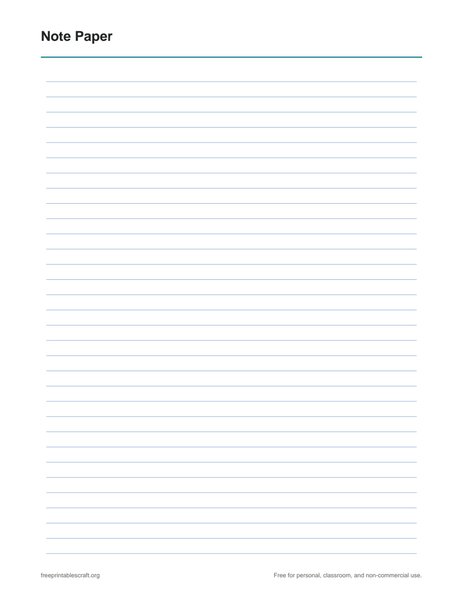 Preview of the note paper printable PDF