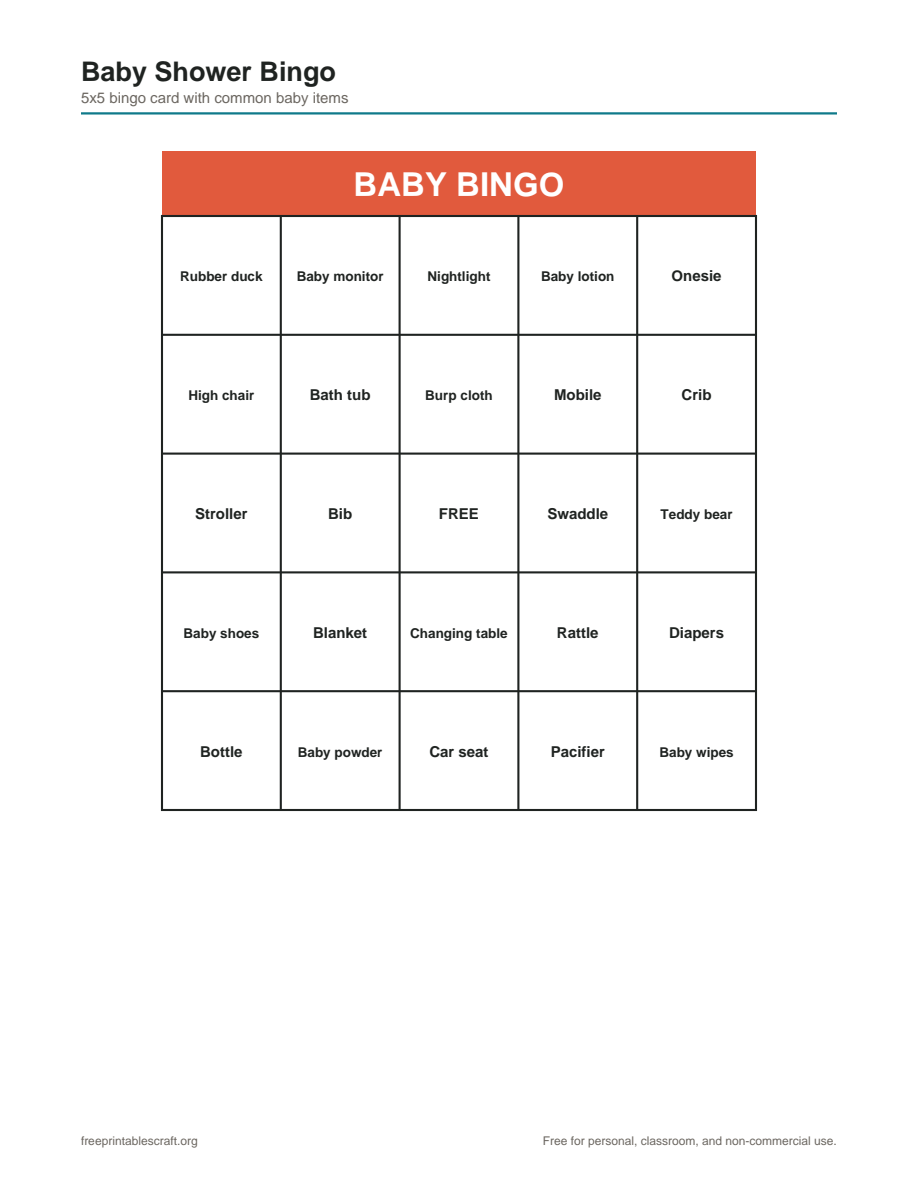Preview of the baby shower games printable PDF