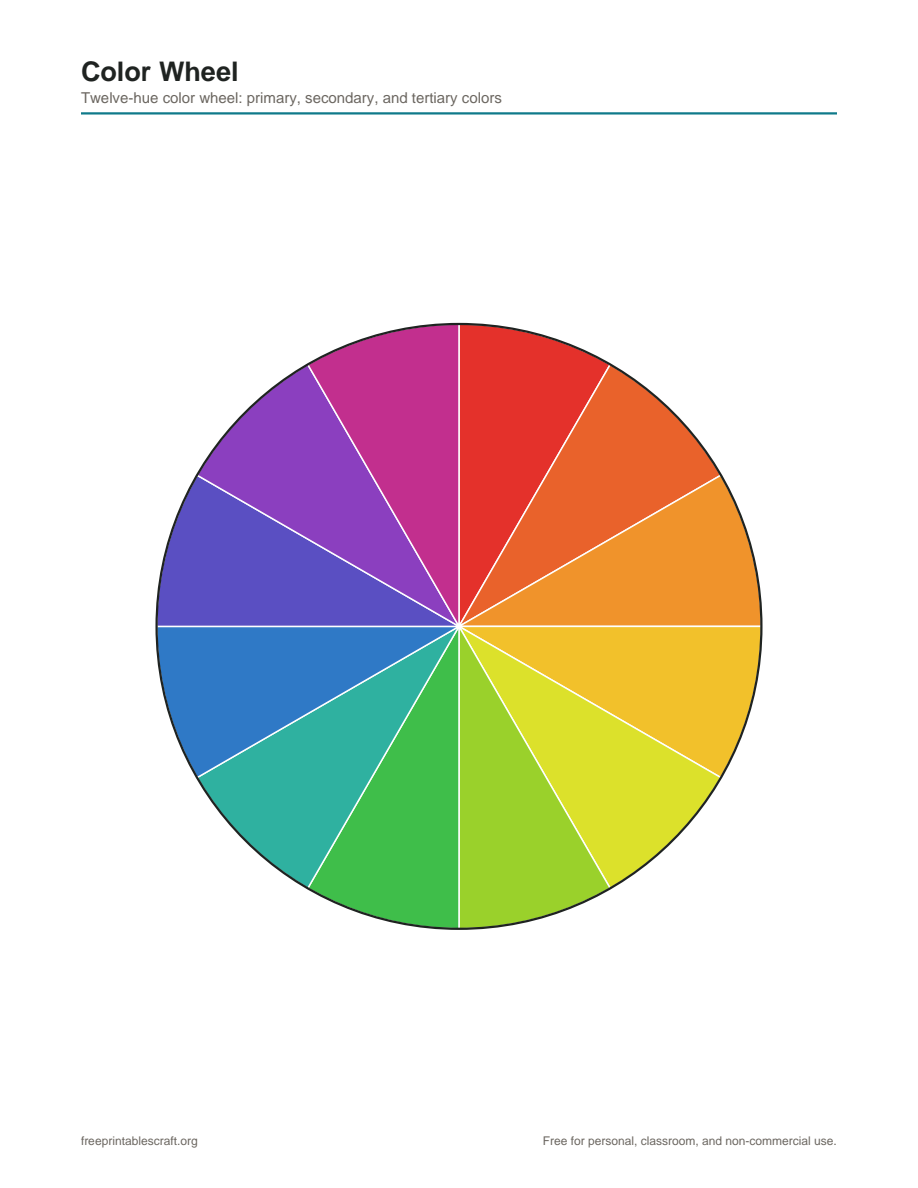 Preview of the color wheel printable PDF