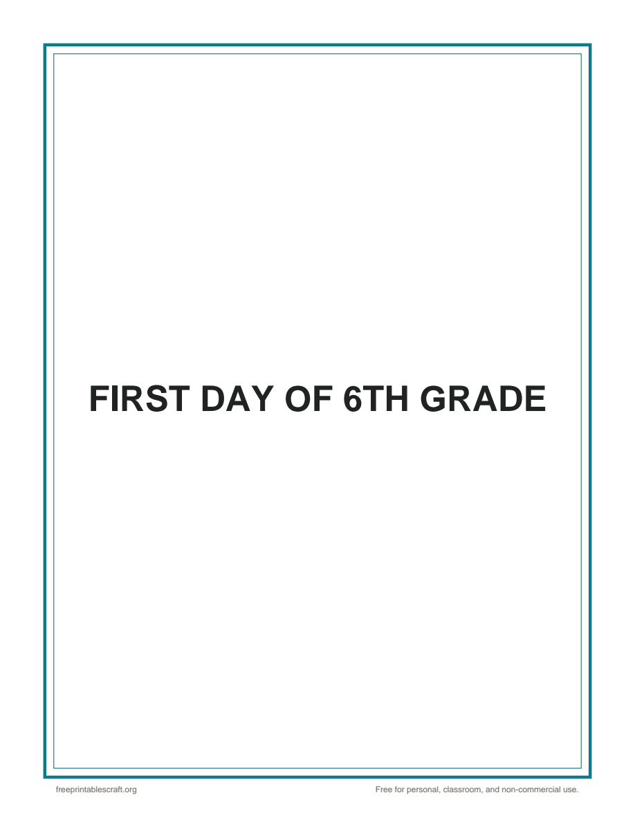 Preview of the first day of 6th grade printable PDF