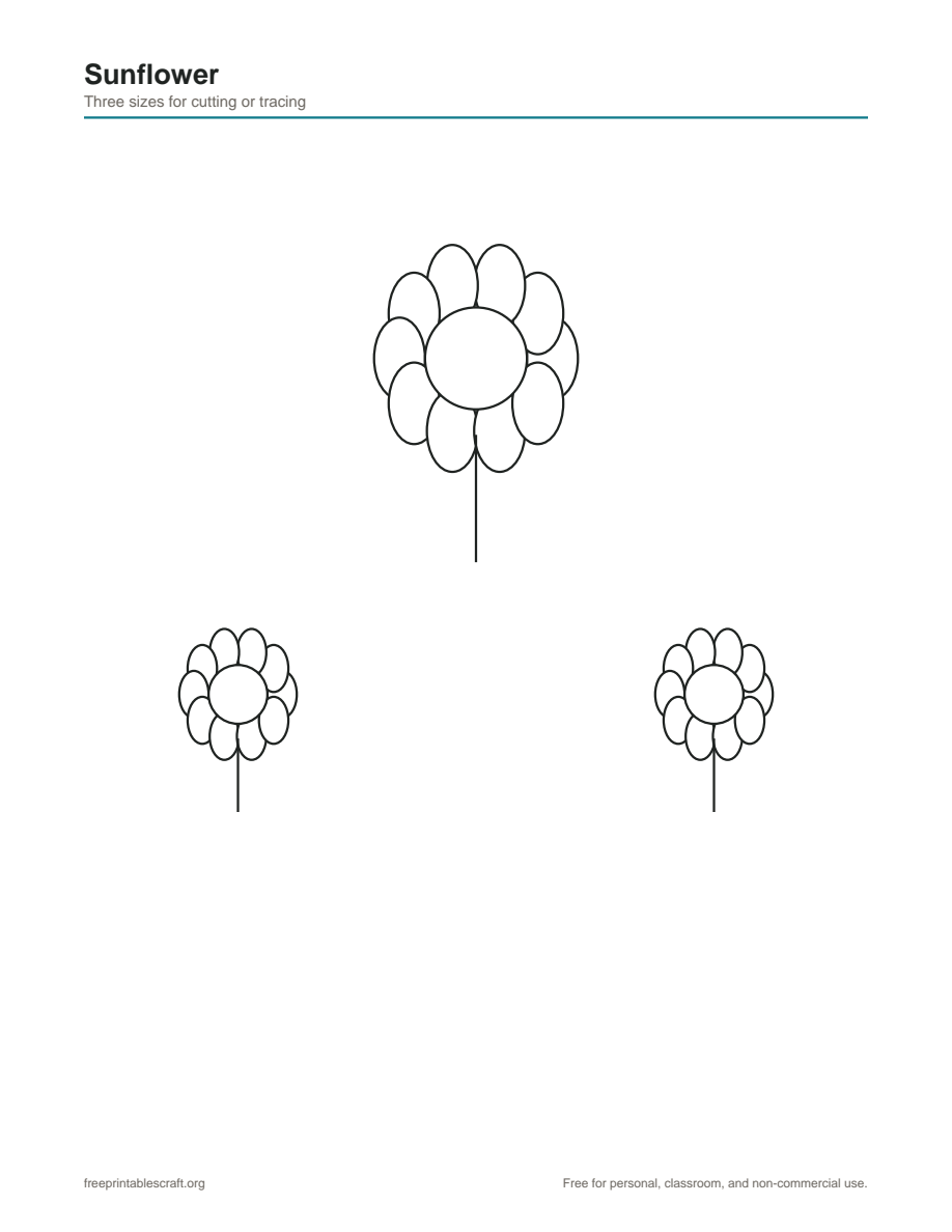 Preview of the sunflower printable PDF