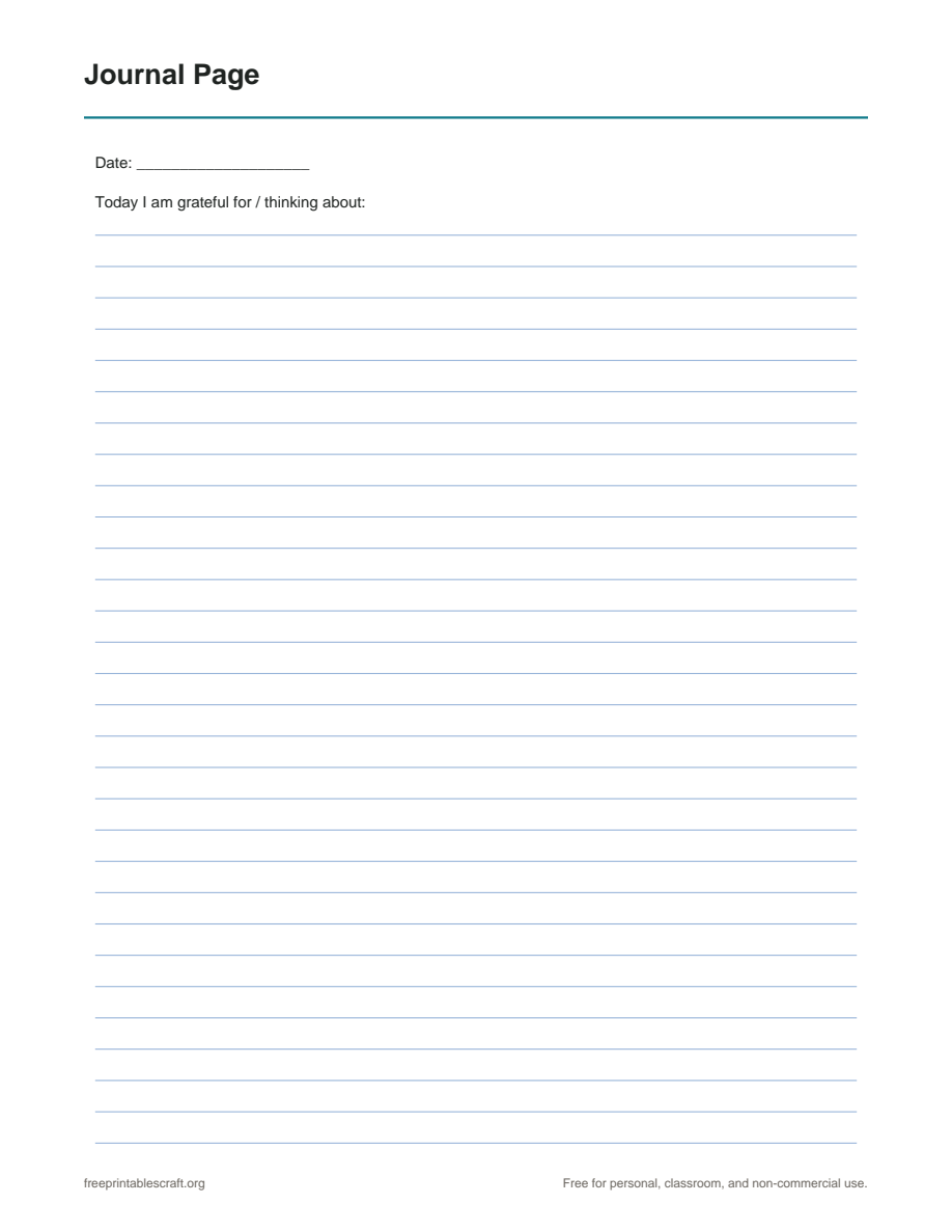 Preview of the journal pages printable PDF