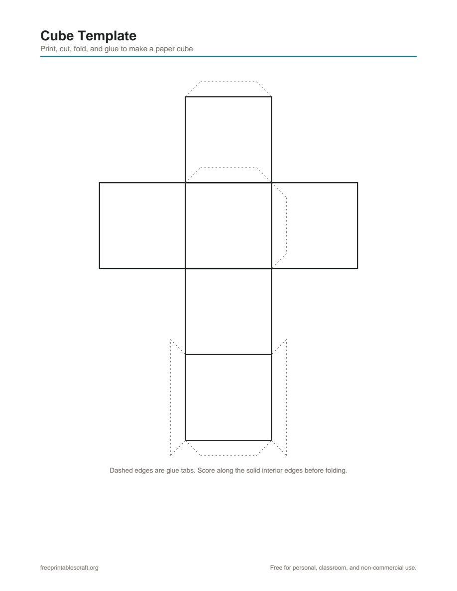 Preview of the cube template printable PDF