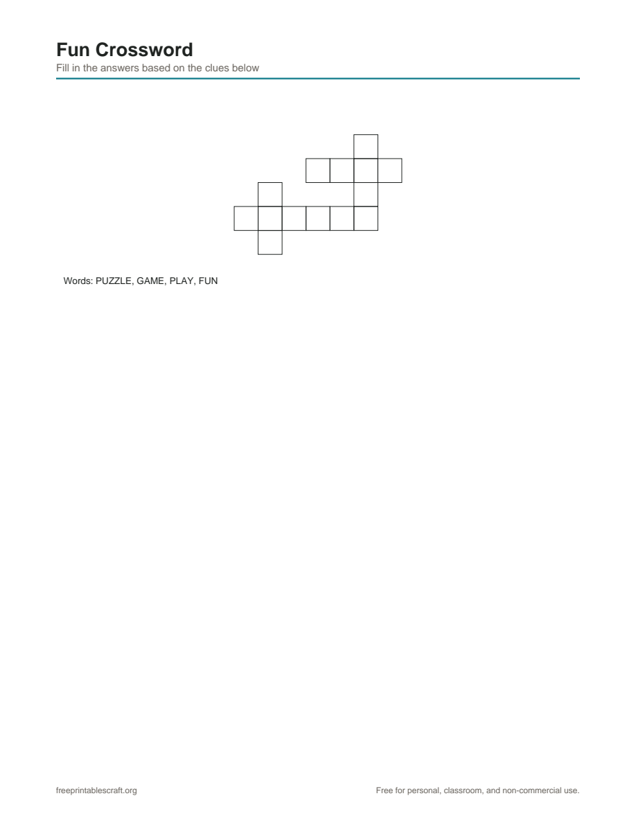 Preview of the fun crossword puzzles printable PDF