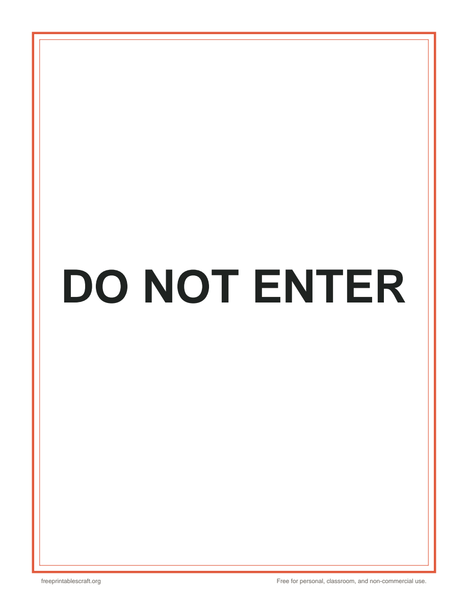 Preview of the do not enter sign printable PDF