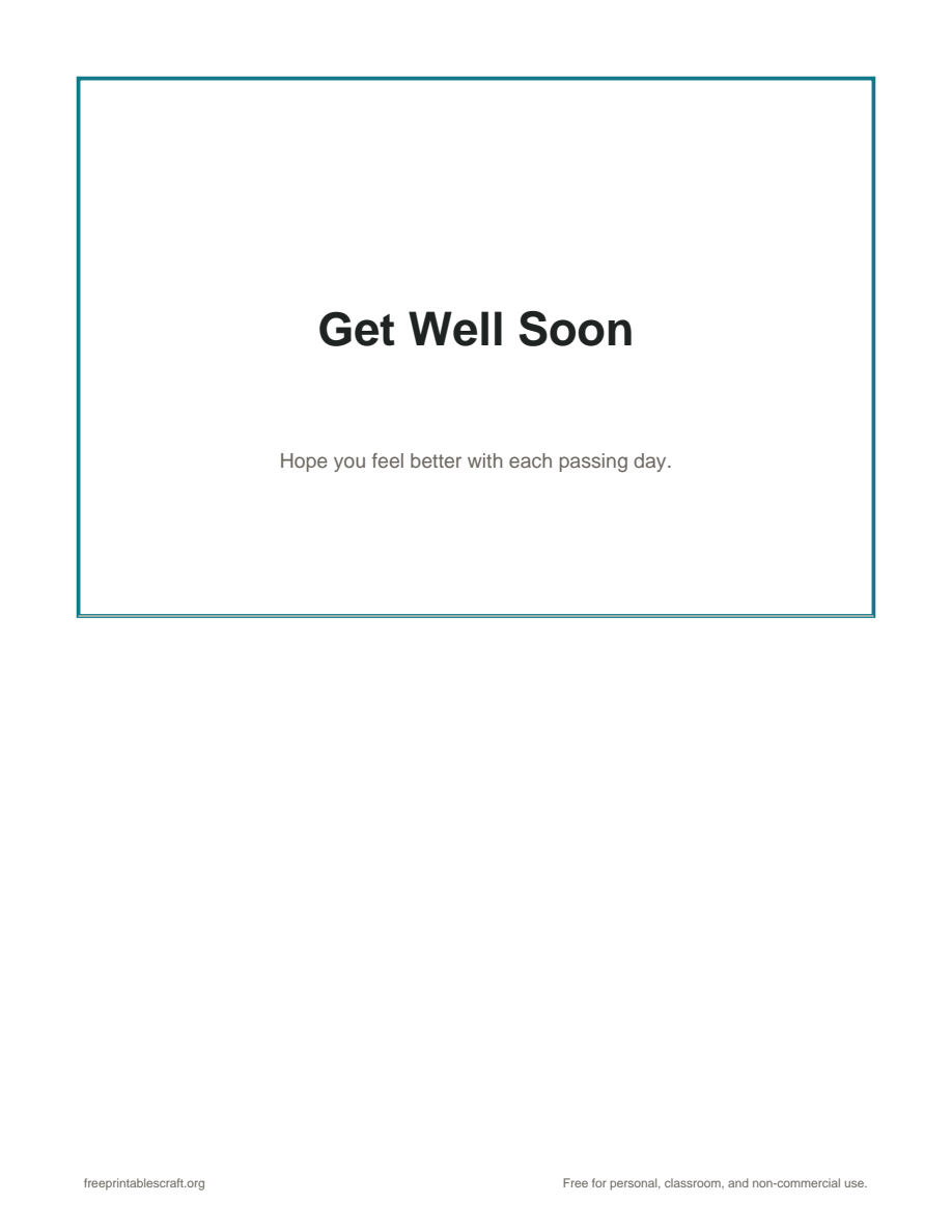 Preview of the get well soon card printable PDF