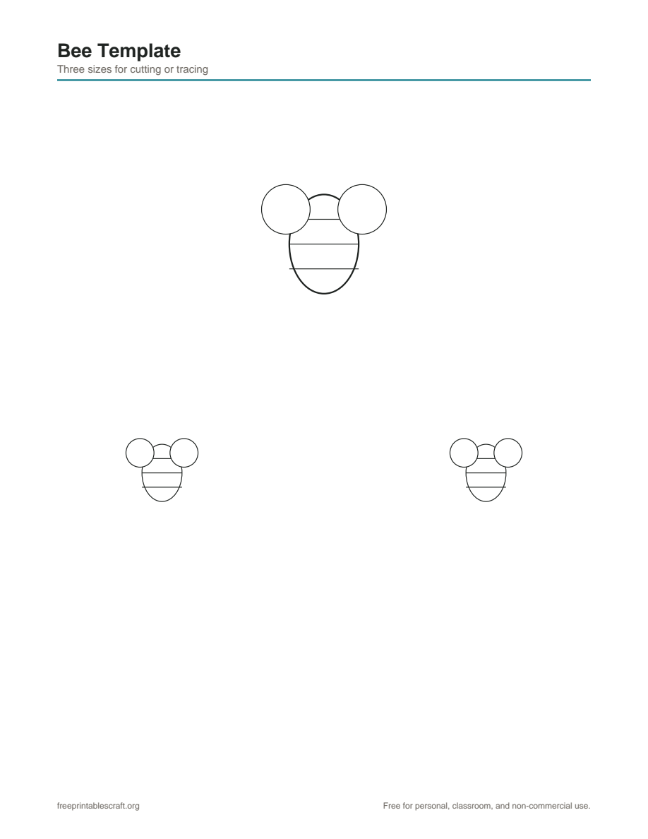 Preview of the bee template printable PDF