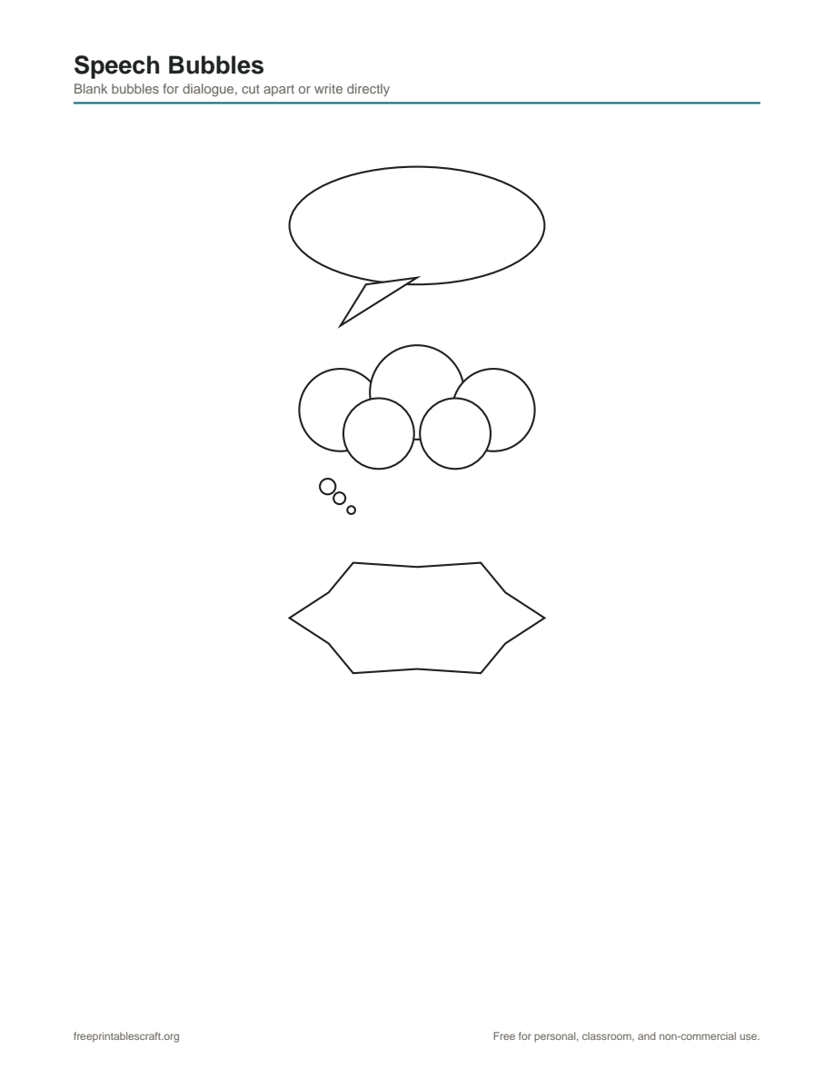 Preview of the speech bubbles printable PDF