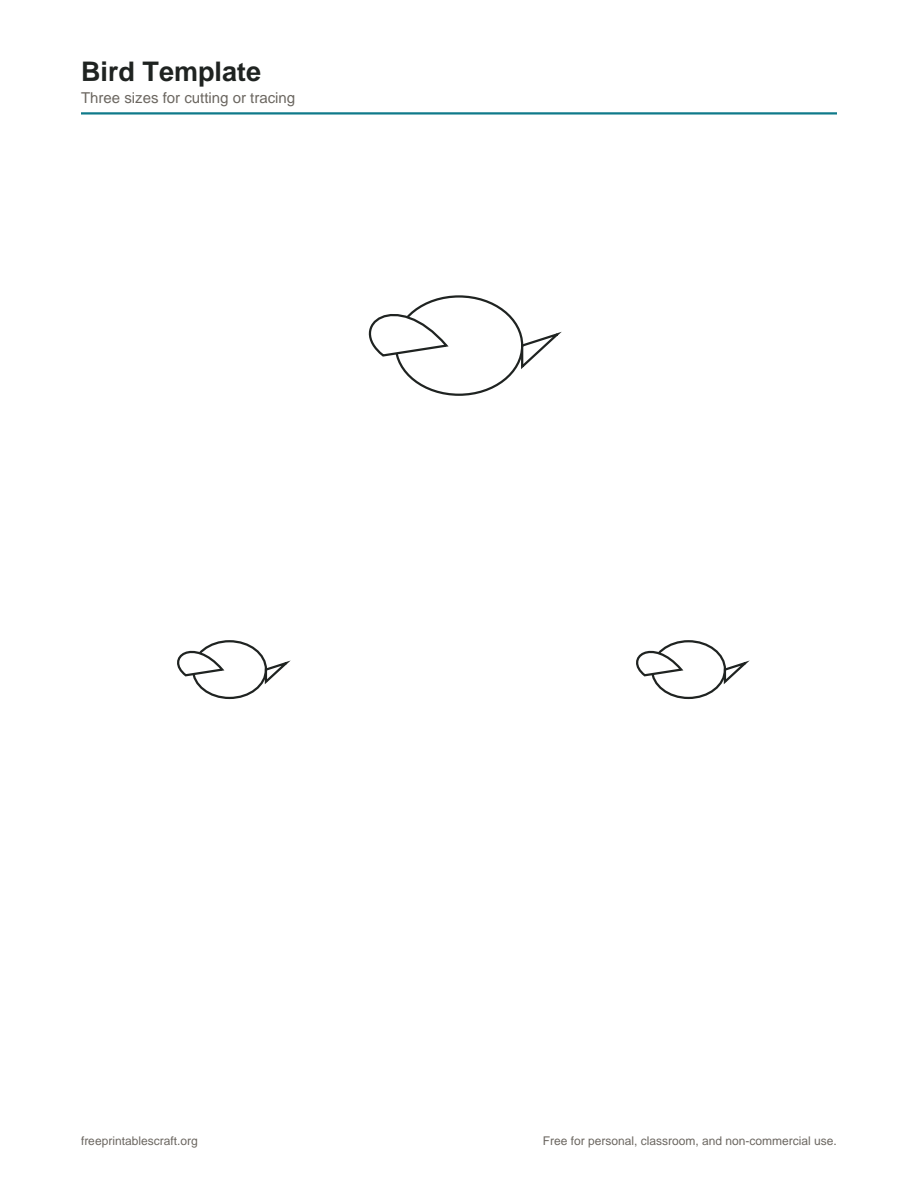 Preview of the bird template printable PDF