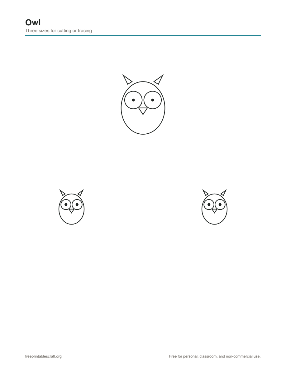 Preview of the owl printable PDF