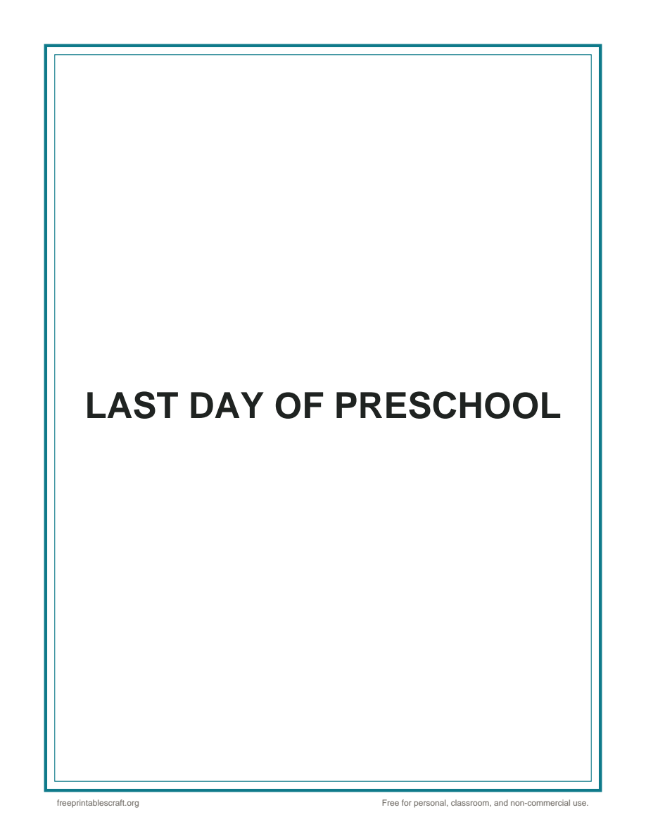 Preview of the last day of preschool printable PDF