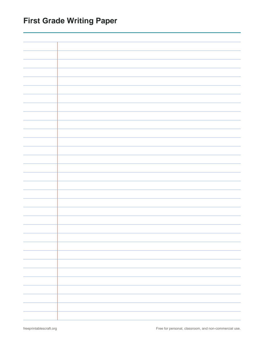 Preview of the first grade writing paper printable PDF
