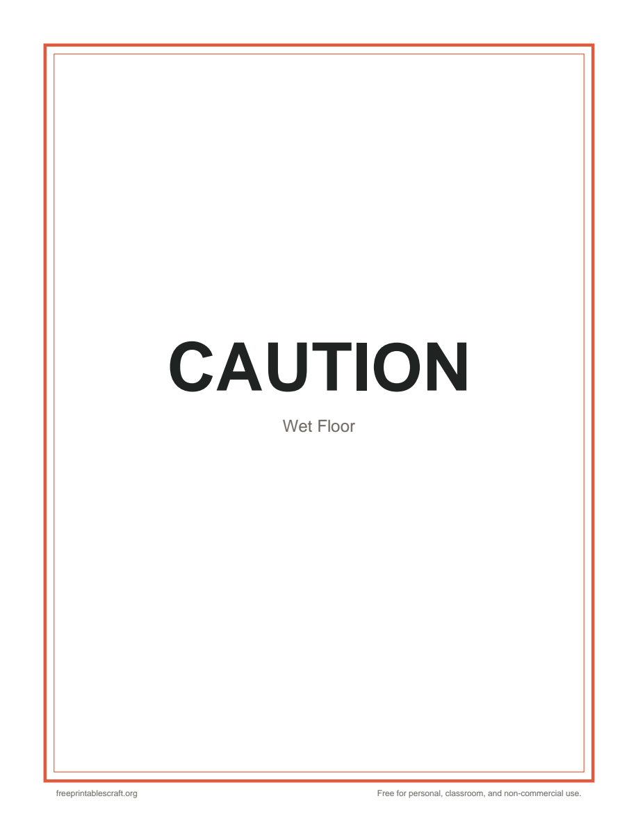 Preview of the caution wet floor sign printable PDF