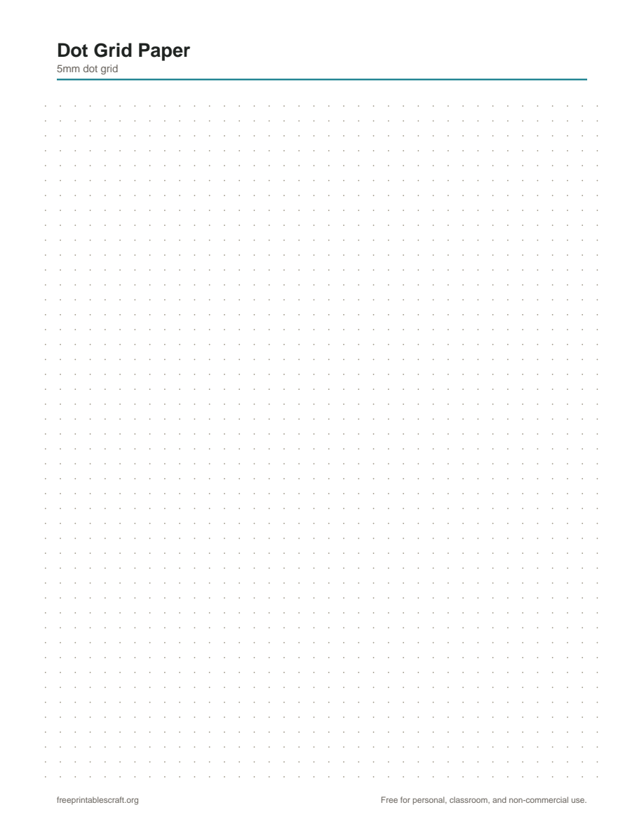 A sheet of 5mm dot grid paper with regularly spaced small dots
