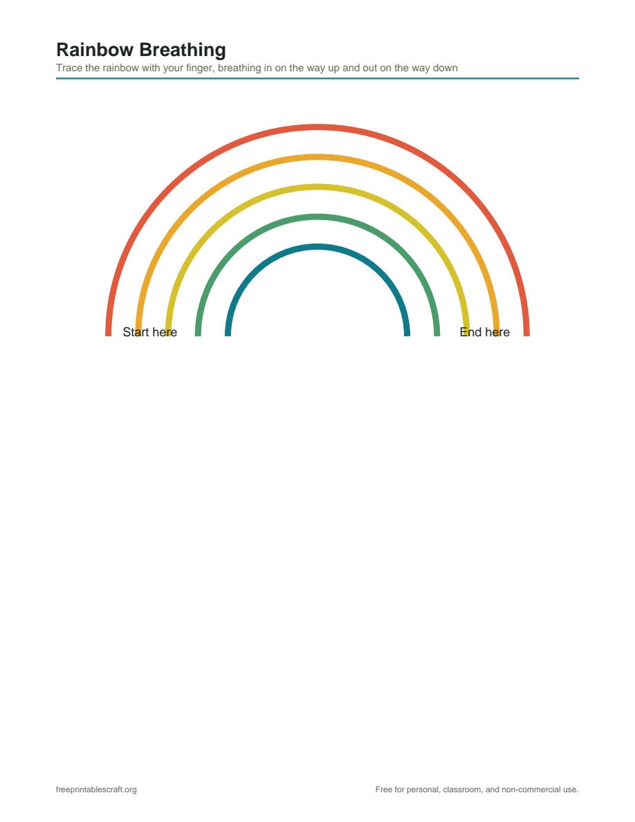 Preview of the rainbow breathing printable PDF