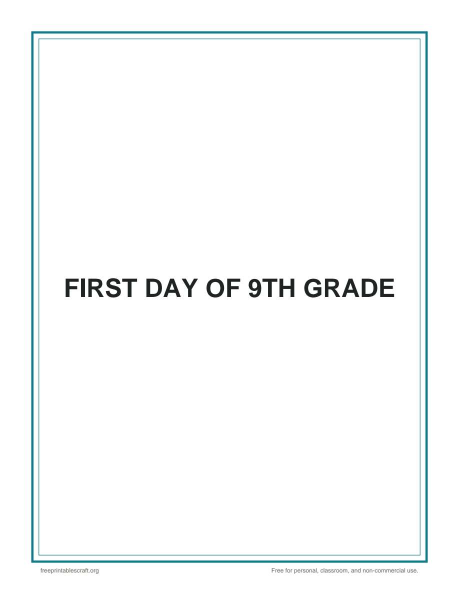 Preview of the first day of 9th grade printable PDF