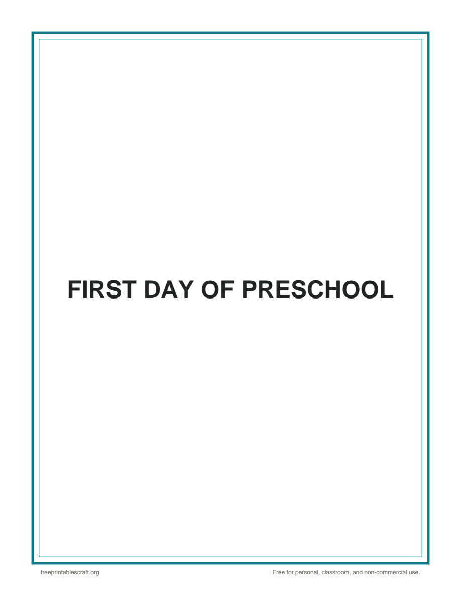 Preview of the first day of preschool sign printable PDF