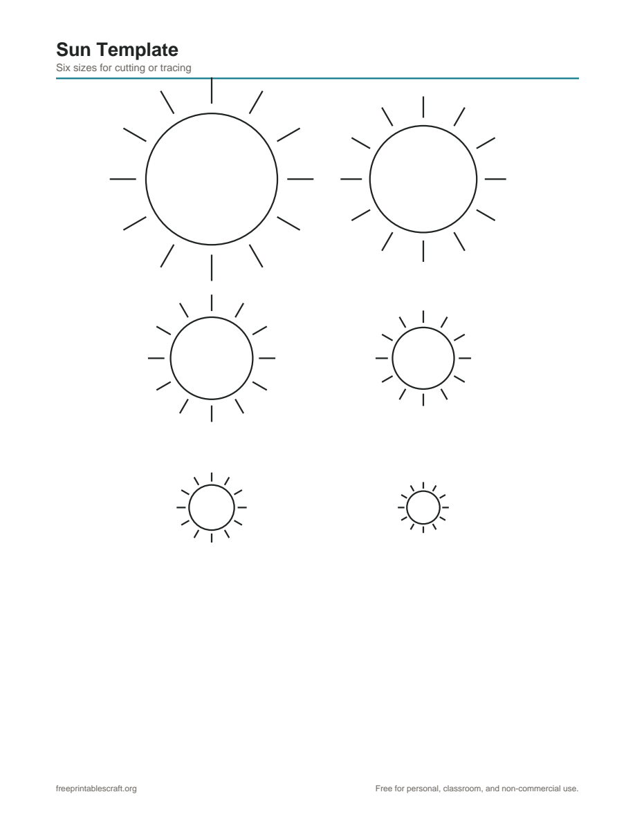 Preview of the sun template printable PDF