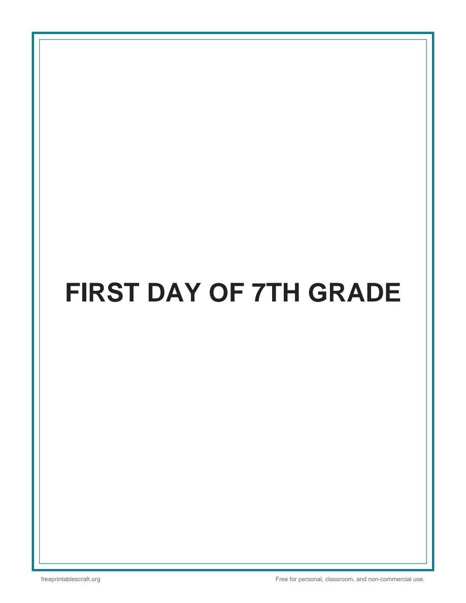 Preview of the first day of 7th grade printable PDF
