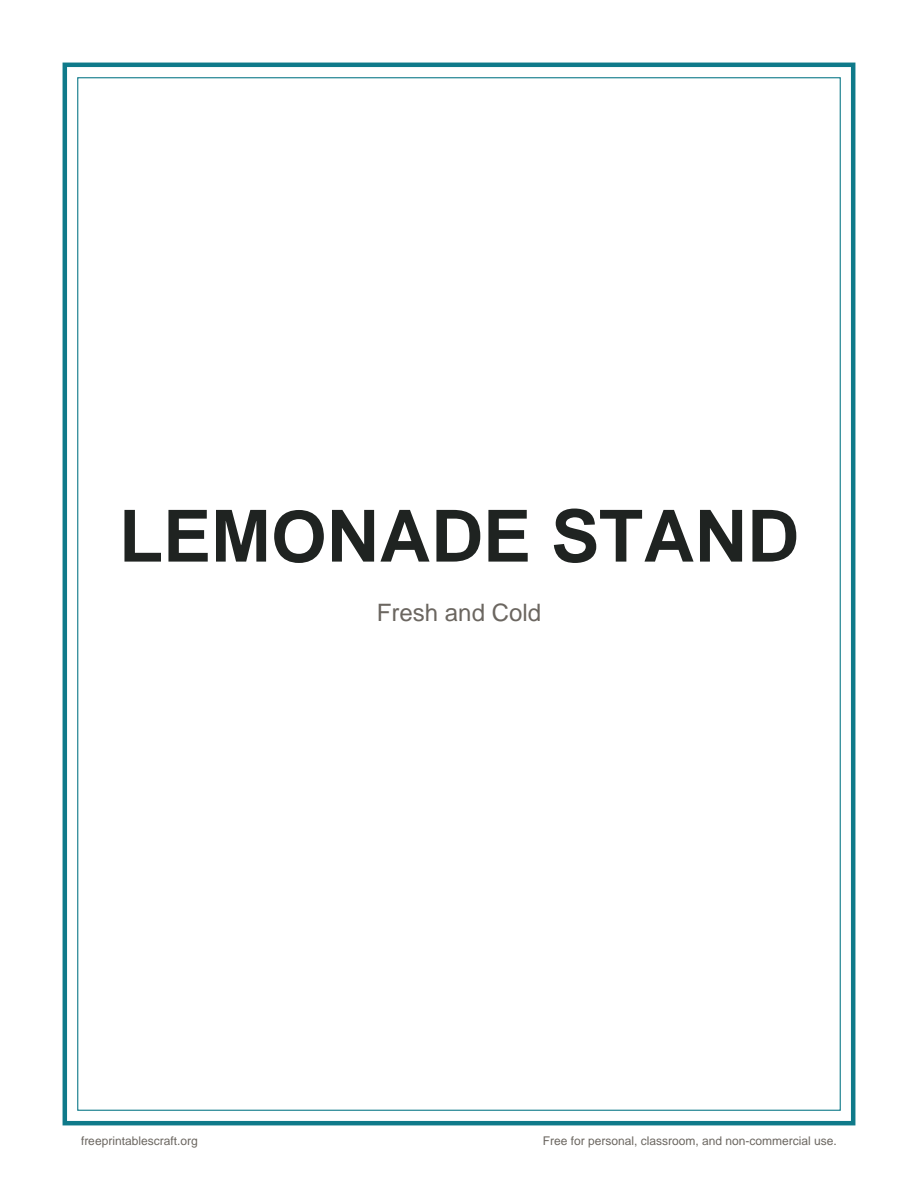 Preview of the lemonade stand sign printable PDF
