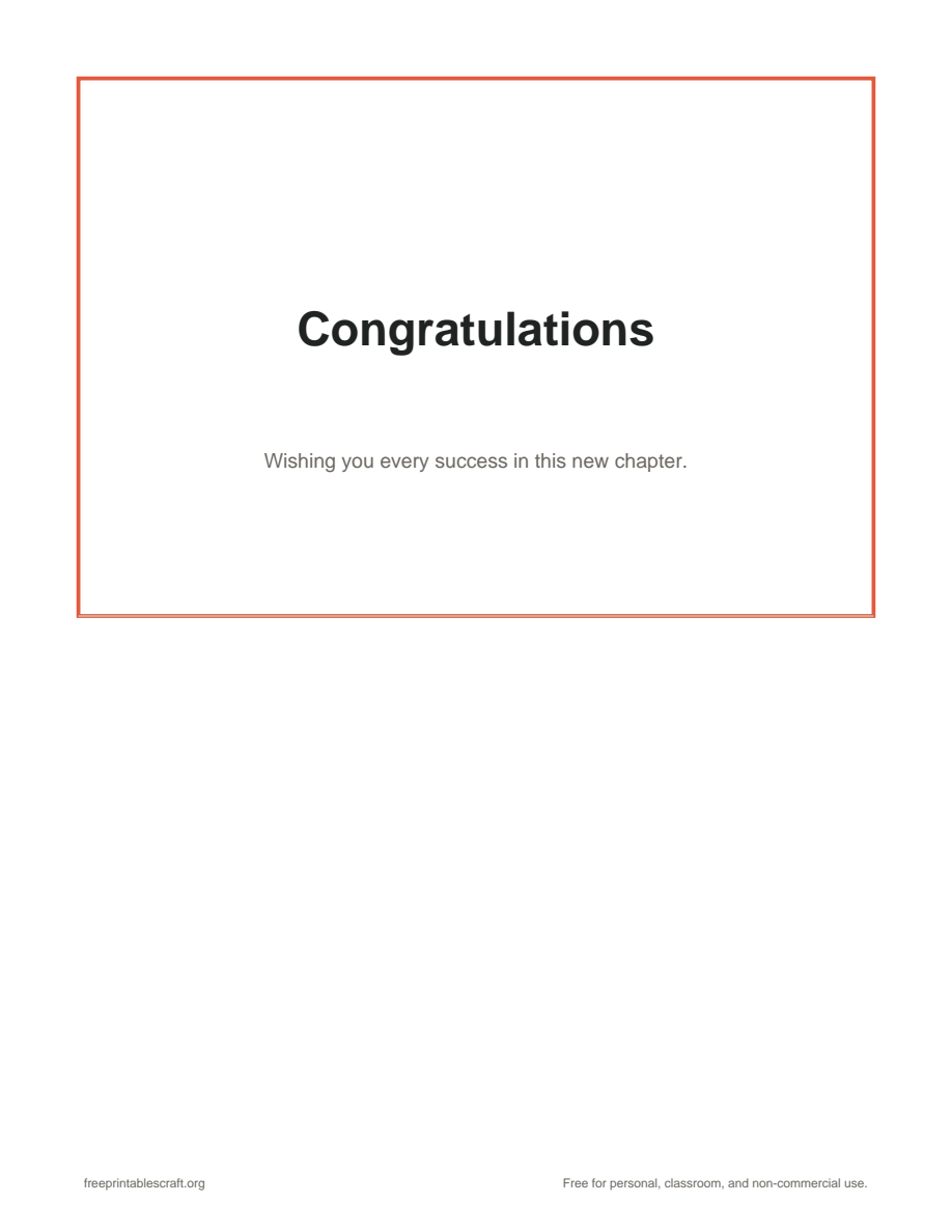 Preview of the congratulations card printable PDF