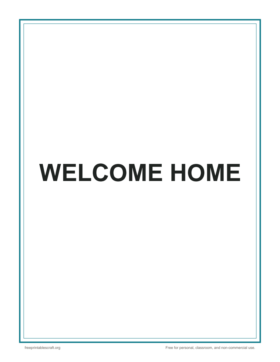 Preview of the welcome home printable PDF