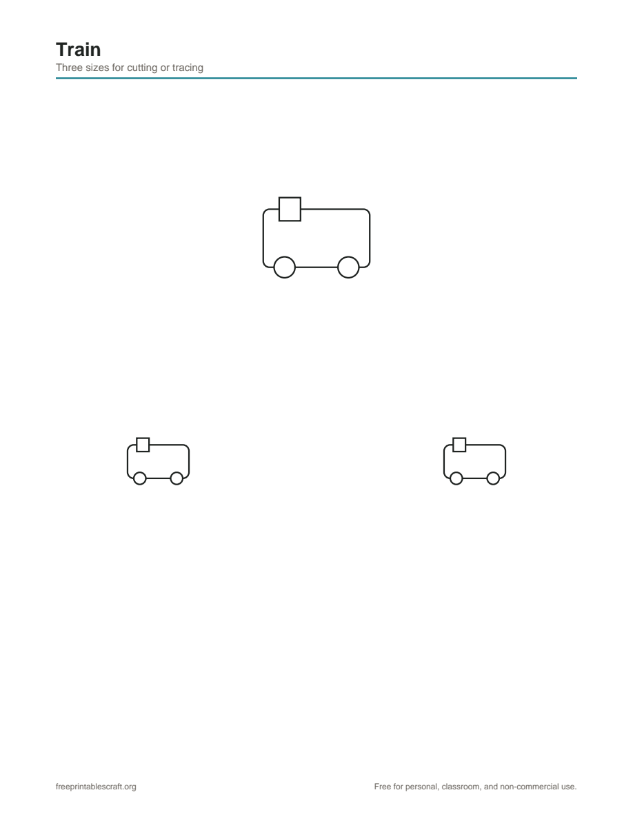 Preview of the train printable PDF