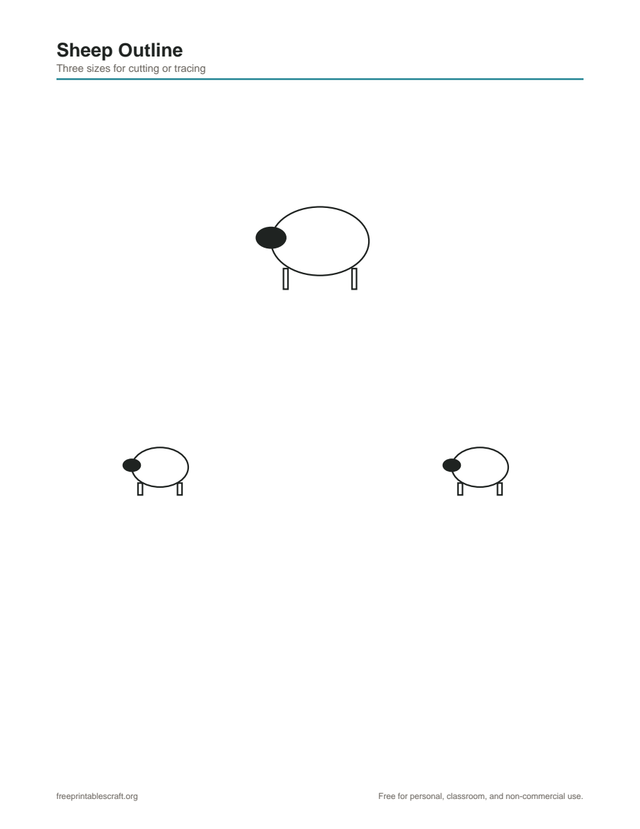 Preview of the sheep outline printable PDF