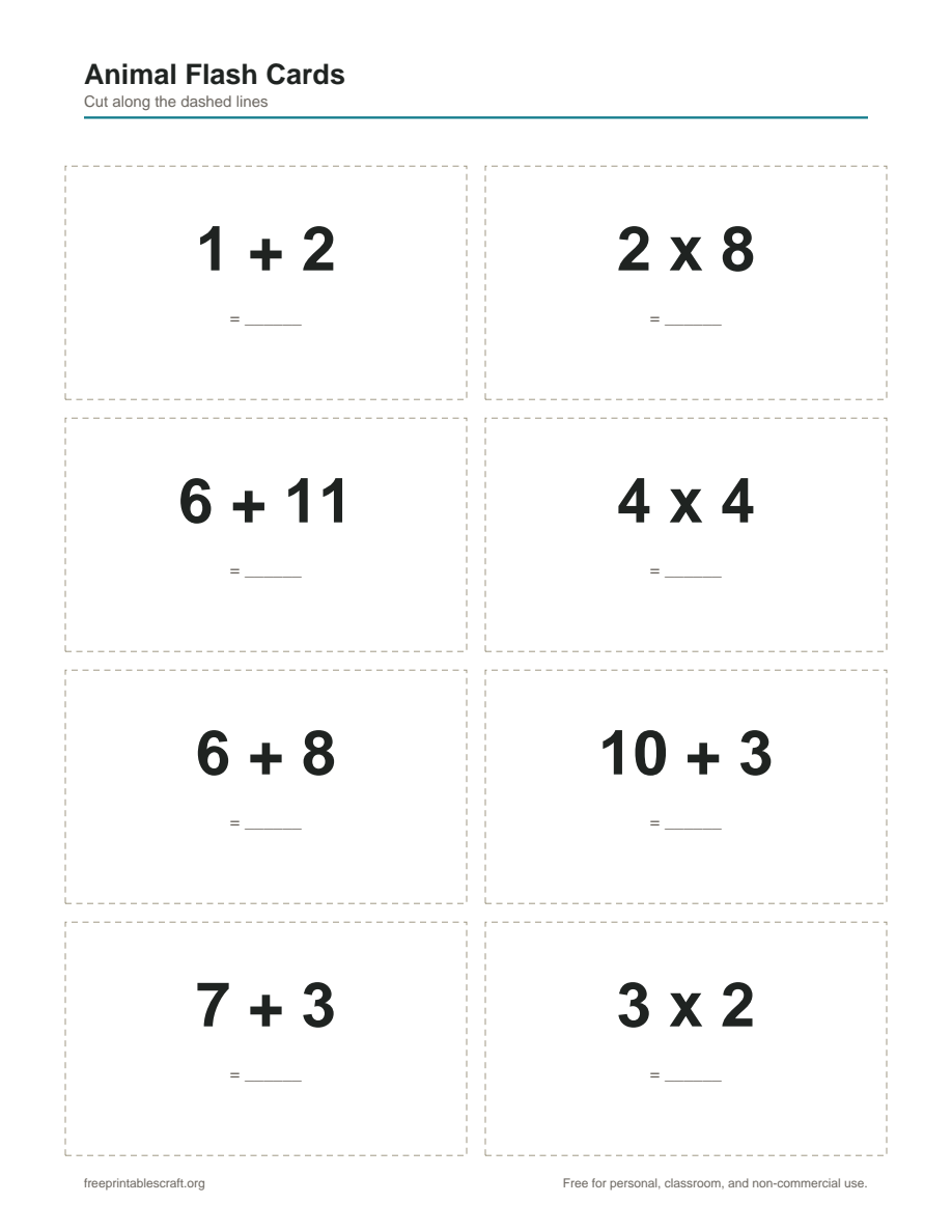 Preview of the animal flash cards printable PDF