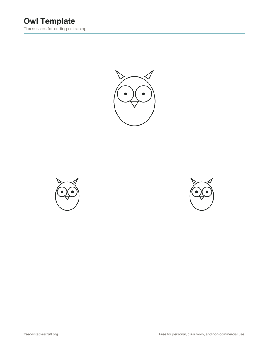 Preview of the owl template printable PDF