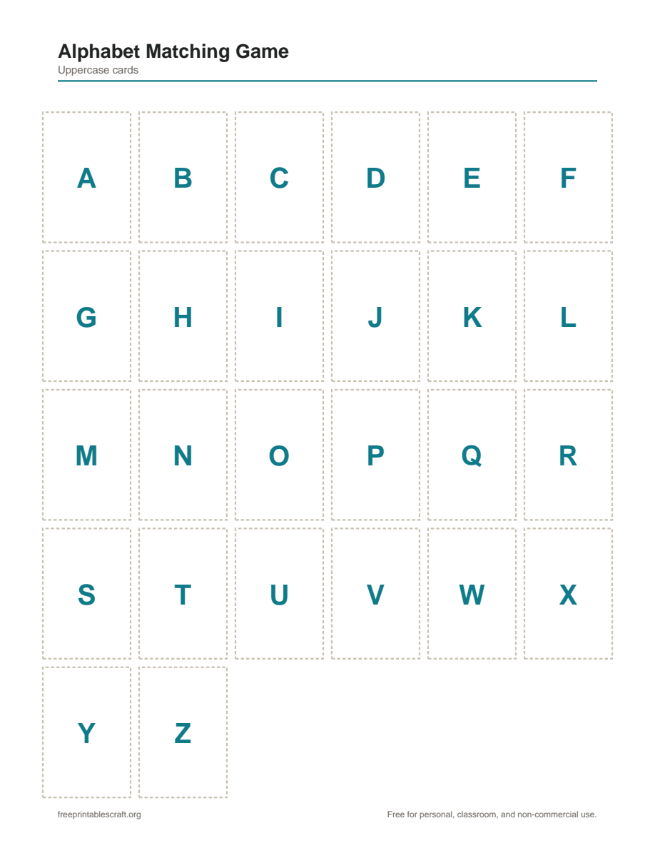 Preview of the free alphabet matching game printable PDF