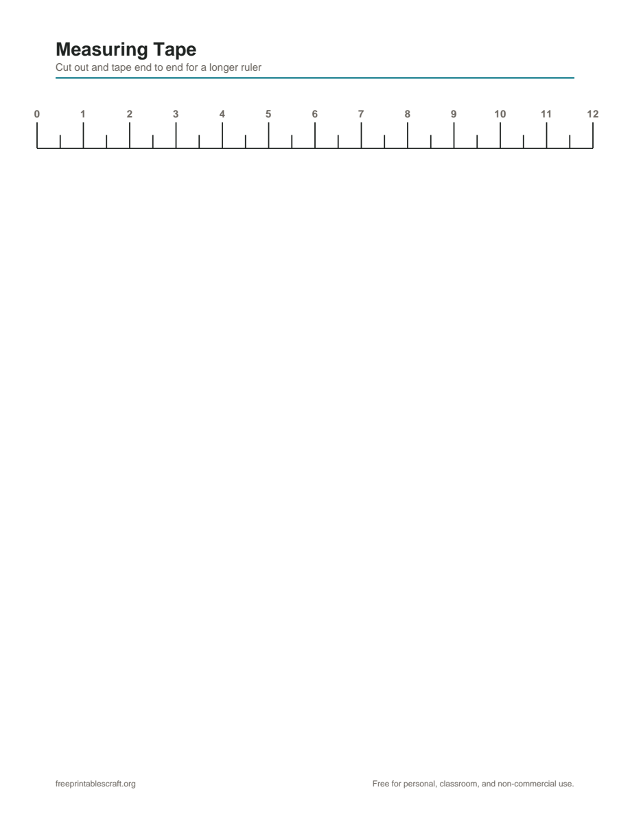 Preview of the measuring tape printable PDF