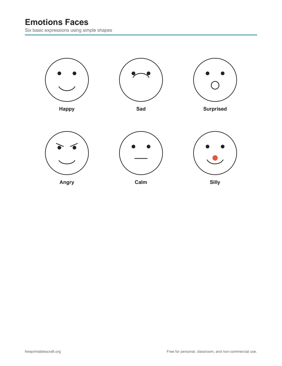 Preview of the emotions matching game printable PDF