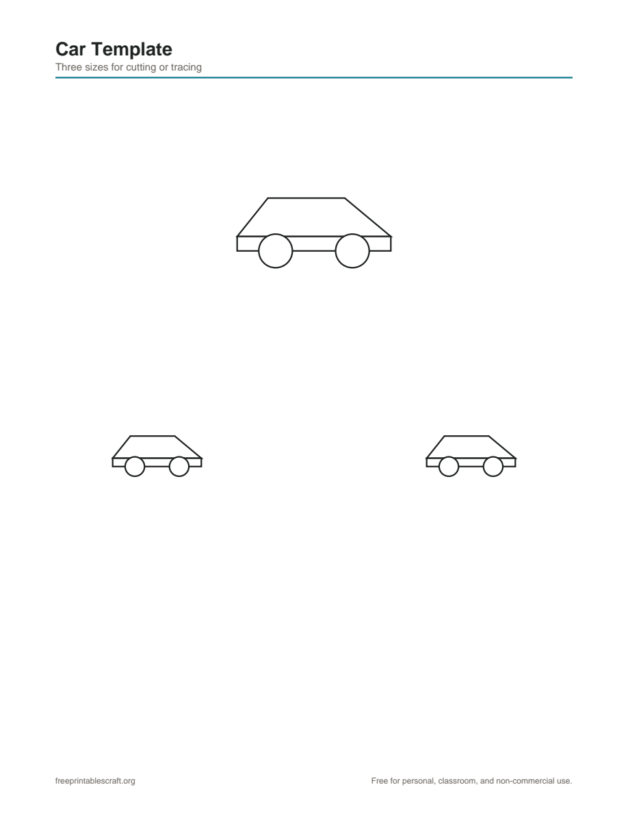 Preview of the car template printable PDF