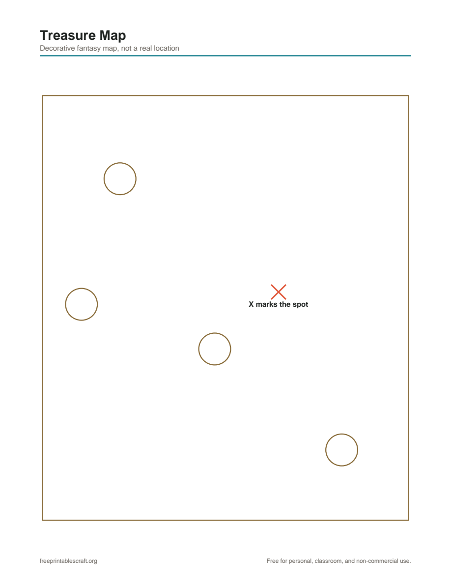 Preview of the treasure map printable PDF
