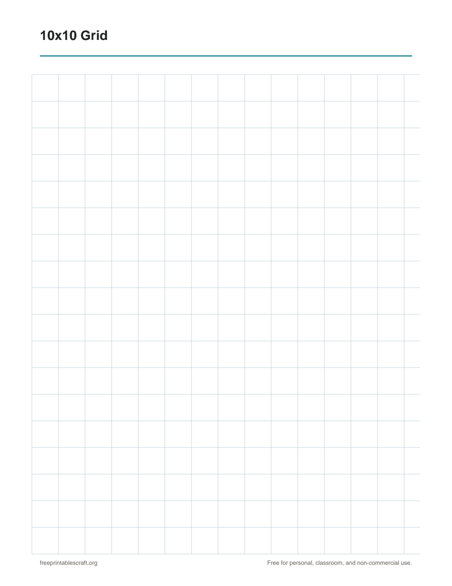 Preview of the 10x10 grid printable PDF
